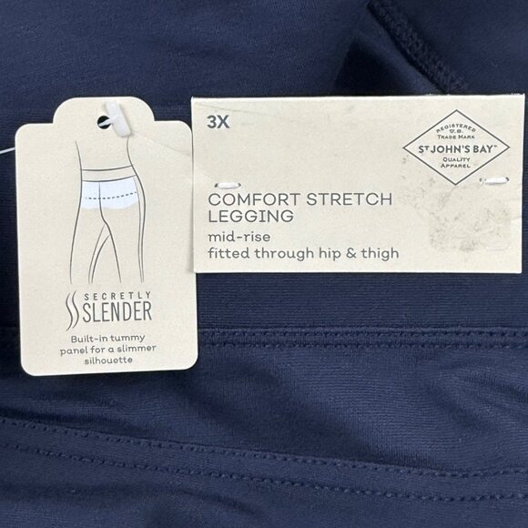 St Johns Bay Women's Tummy Panel Pull-on Skinny Leg Stretch Navy Leggings 3X NWT - Picture 5 of 12